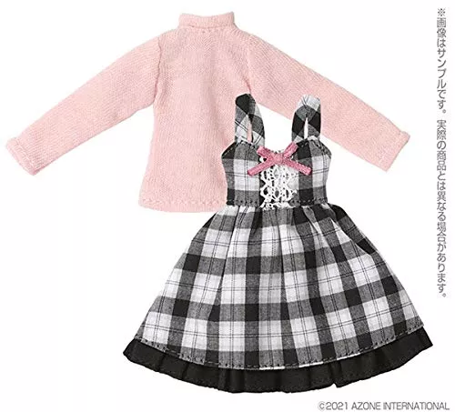 1/12 Girly Jumper Skirt Set White X Black Check