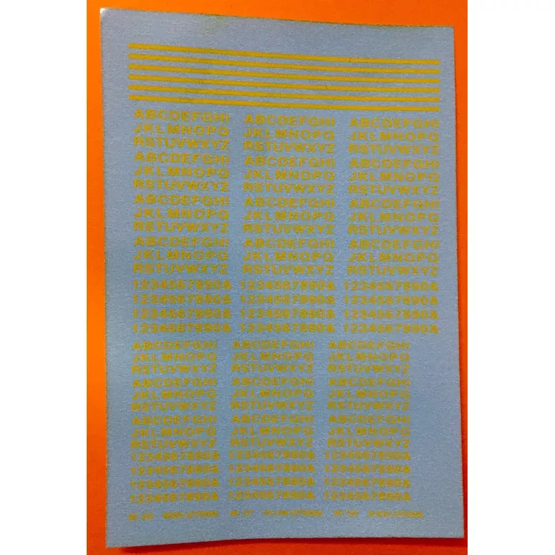 #40 Letters & Numbers in YELLOW in two sizes 2 mm and 2.5 mm. for NSWGR PASSENGER CARS: Ozzy NSWGR Decals: CHSK40