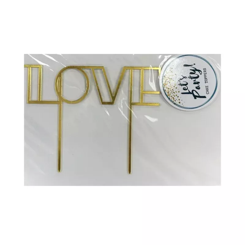 Acrylic LOVE Cake Topper Gold