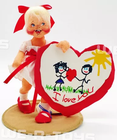 Annalee Mobilitee Dolls 1995 Valentine Girl Kid With Card Wired Doll No 0390
