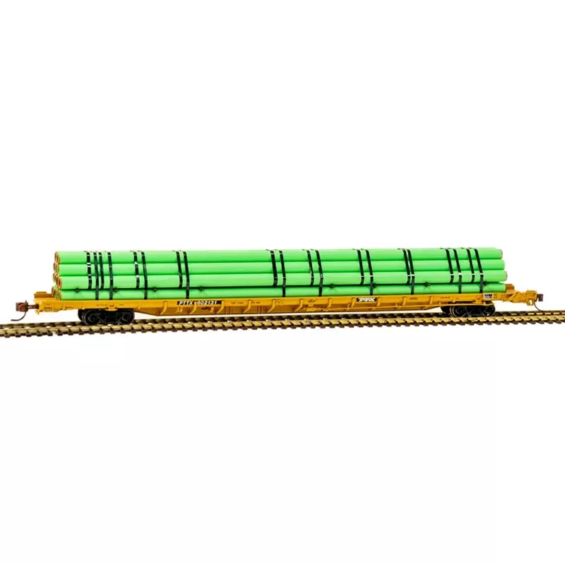 Atlas 50005527 N Scale F89J 89' Flatcar with Pipe Load PTTX 602131