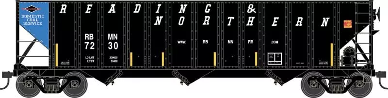 Bowser 43228 HO Scale 100 Ton 3-Bay Hopper Reading & Northern "Blue Panel" RBMN 7247