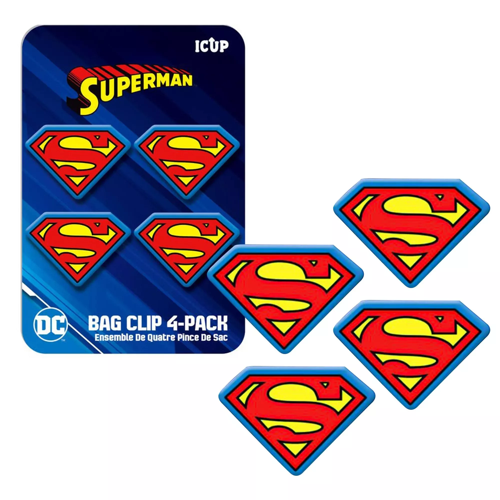 DC Comics Classic Superman Logo Bag Clip 4 Pack