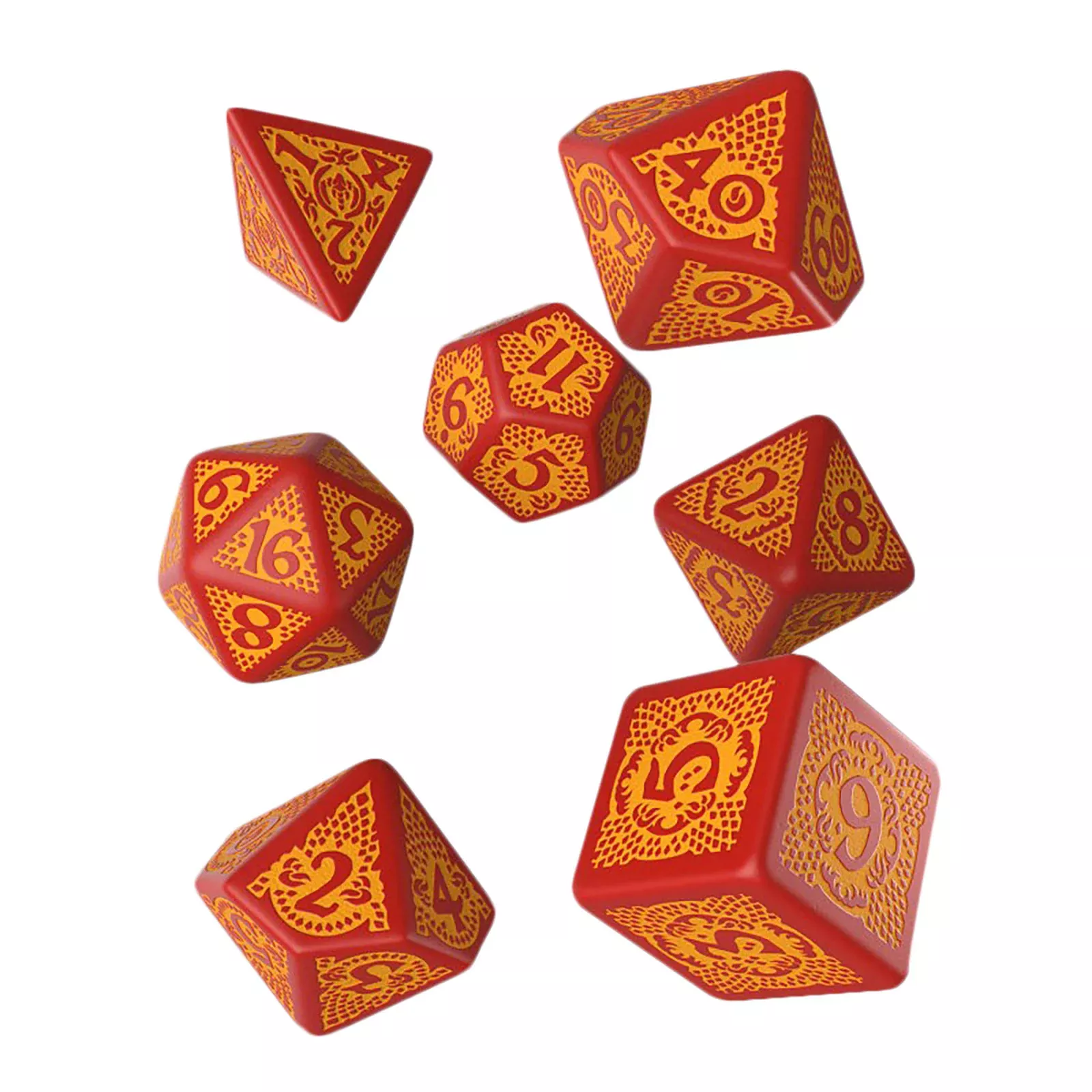 Dragon Slayer RPG Dice Set 7pcs red-orange