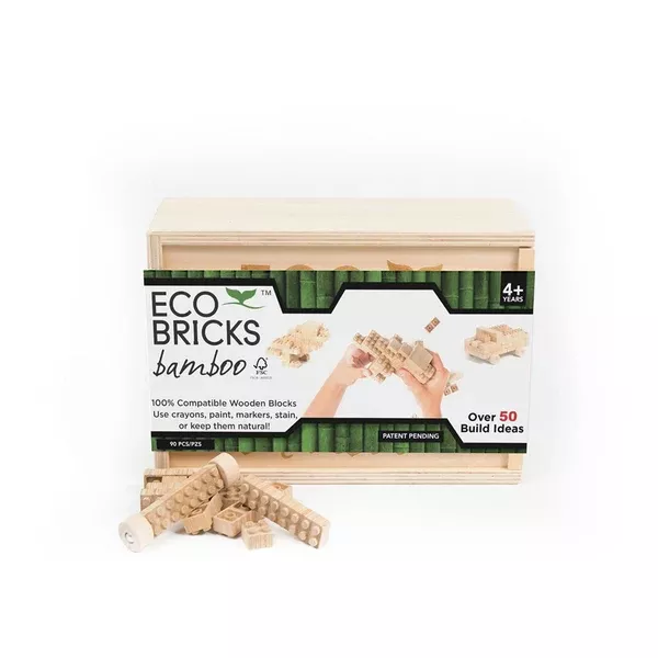 Eco Bricks Wooden Bamboo Blocks 90 Piece Set