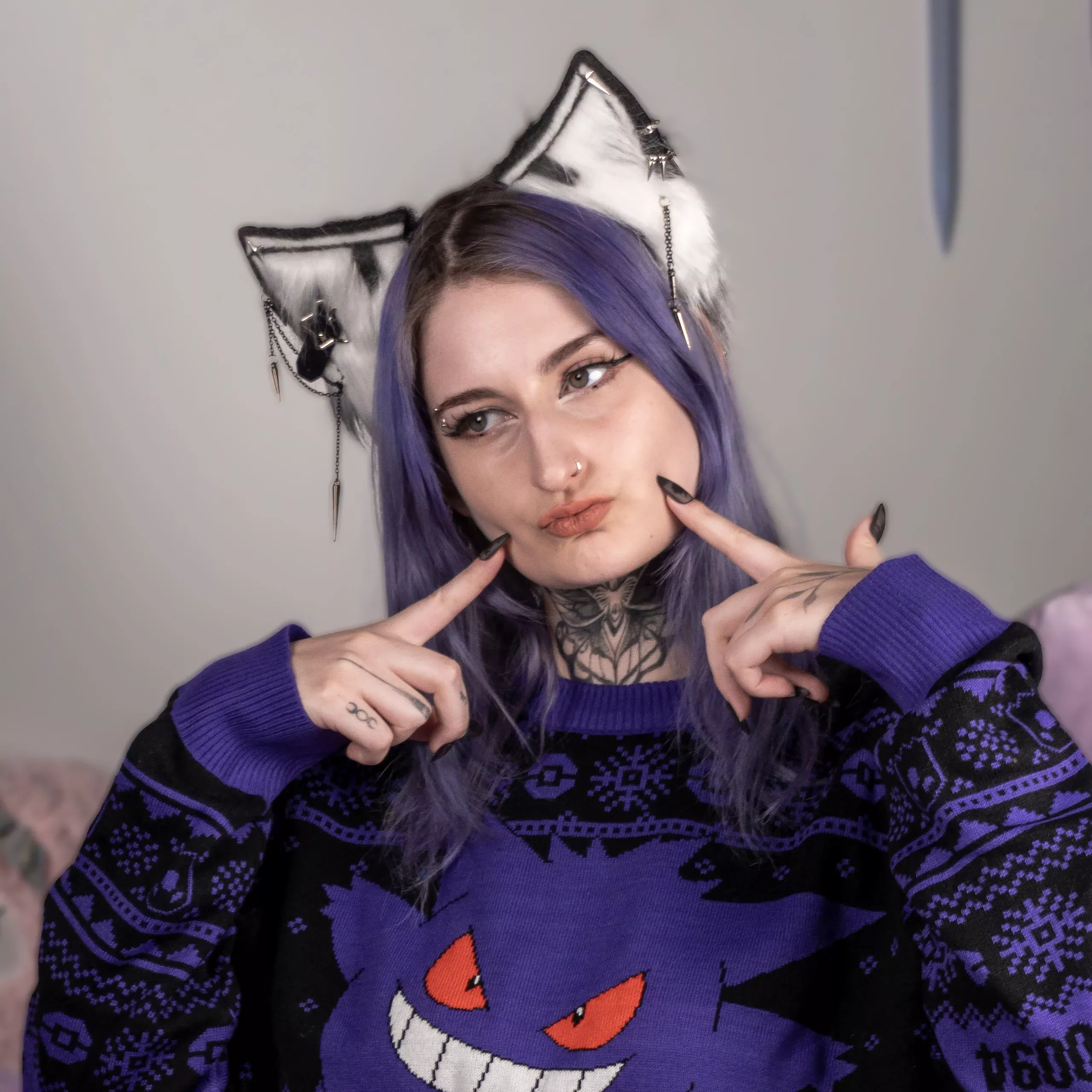 Kitsune Ears white-black