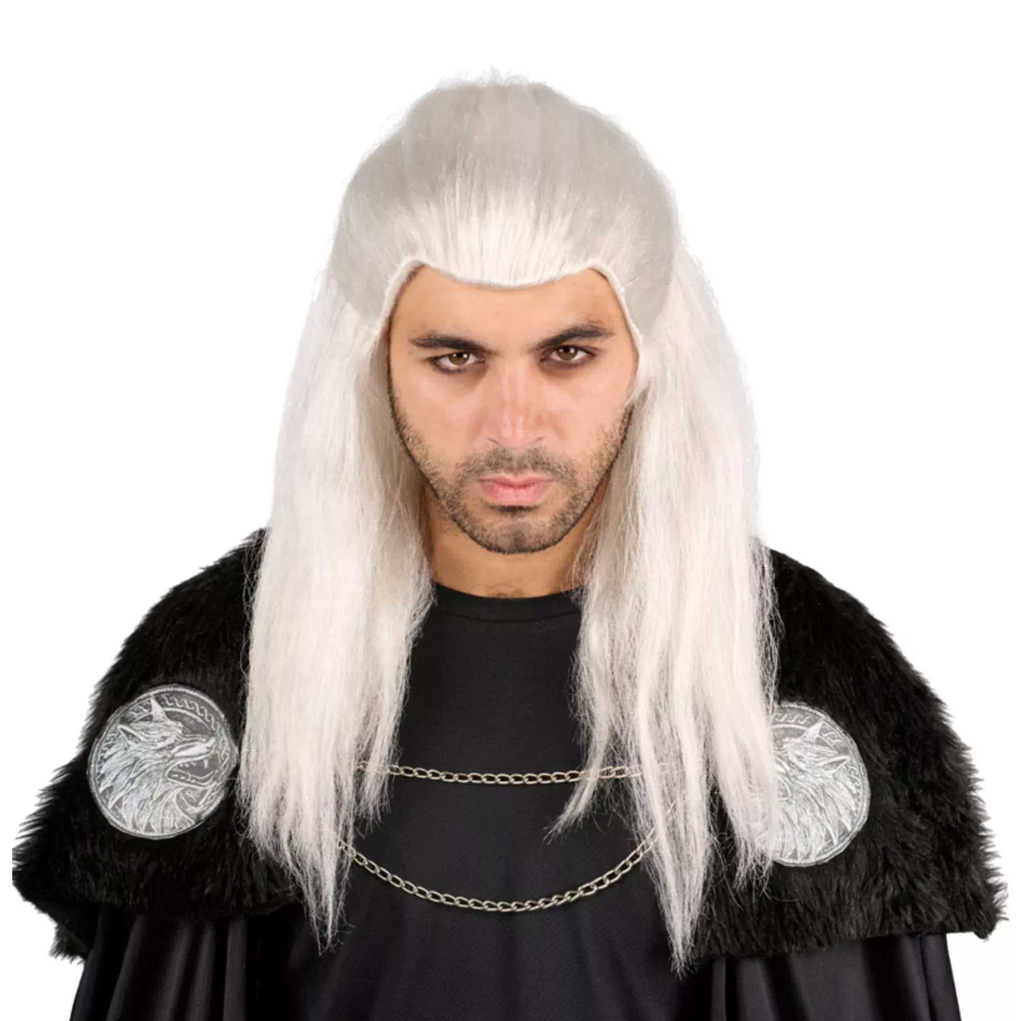 Long Warrior Wig Grey Costume Accessory