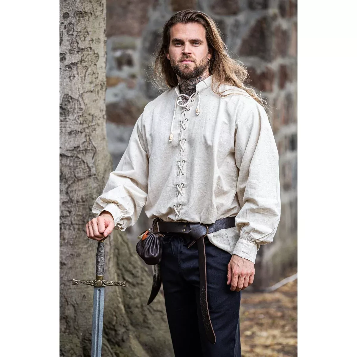 Medieval Lace-Up Shirt Dagwin beige