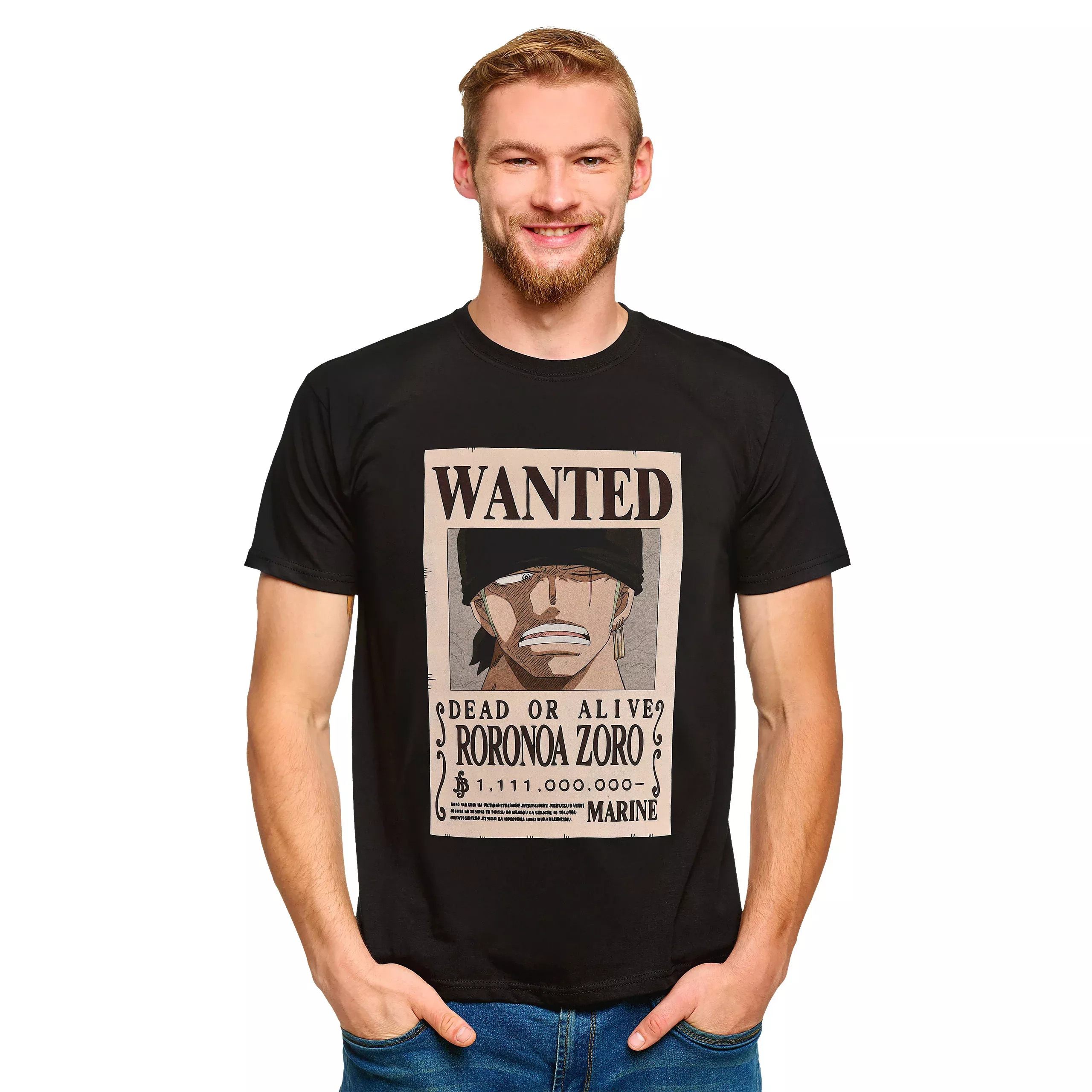 One Piece - Roronoa Zoro Wanted T-Shirt black