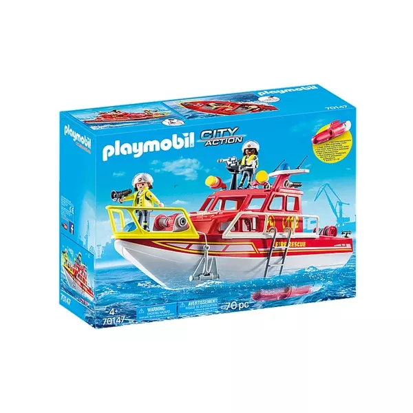 Playmobil City Action Fire Rescue Boat Building Set 70147
