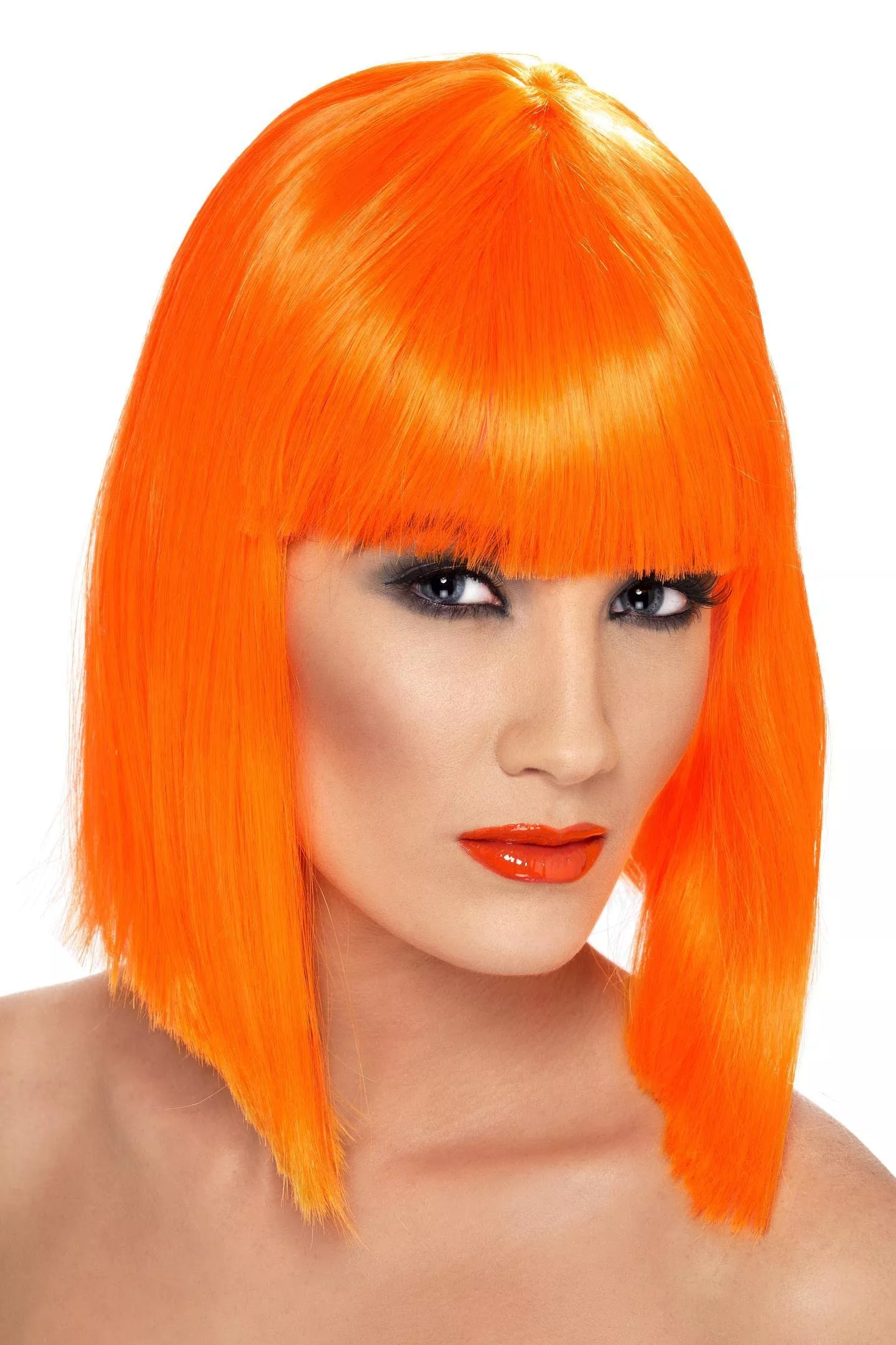 Smiffys Glam Wig, Neon Orange