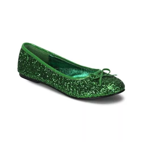 Star Green Ballet Glitter Flat Costume Shoe Adult
