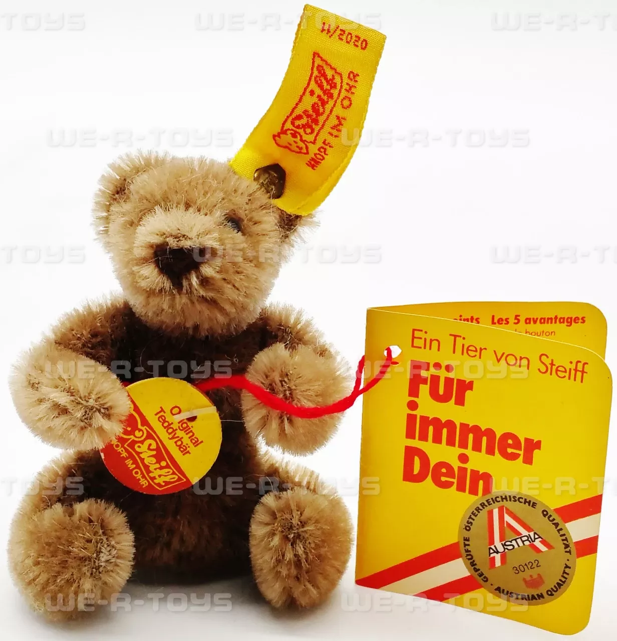 Steiff Mini Original Teddy Bear Mocha Color 3" Bear No. 0202/11 Bendable