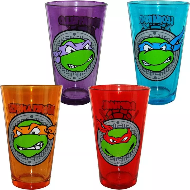Teenage Mutant Ninja Turtle Face Pint Glass Set Of 4