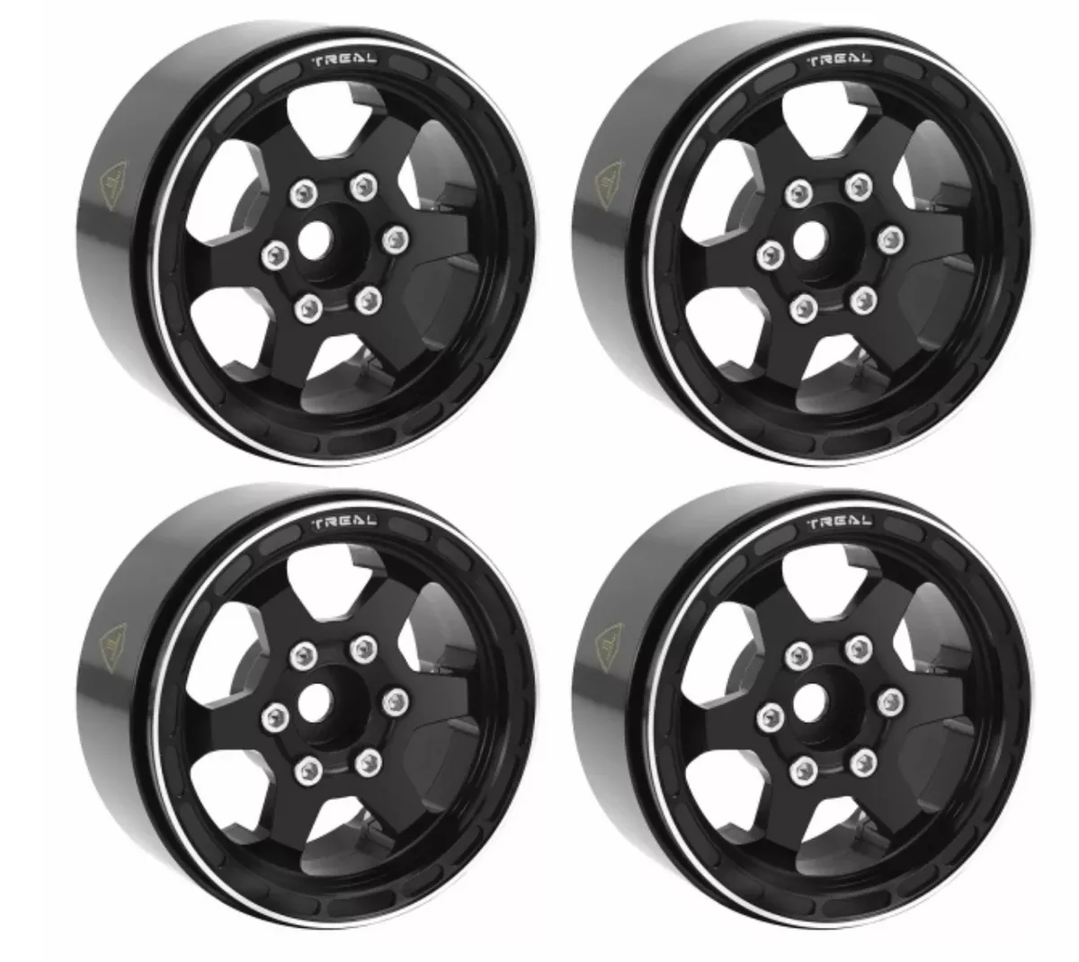Treal Hobby (X0037KUBK5) 1.9" Black Concave Six Spoke Beadlock Wheels