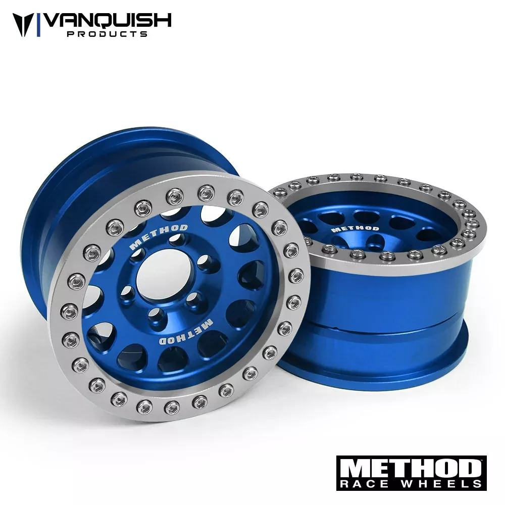 Vanquish Products VPS07917 Blue and Silver Method 105 1.9" Beadlock Wheel