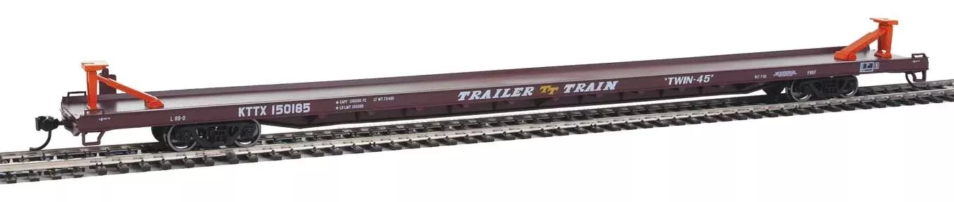 Walthers Mainline 910-5727 HO Scale 89' Channel Side Flatcar Trailer Train "Twin 45" KTTX 150185