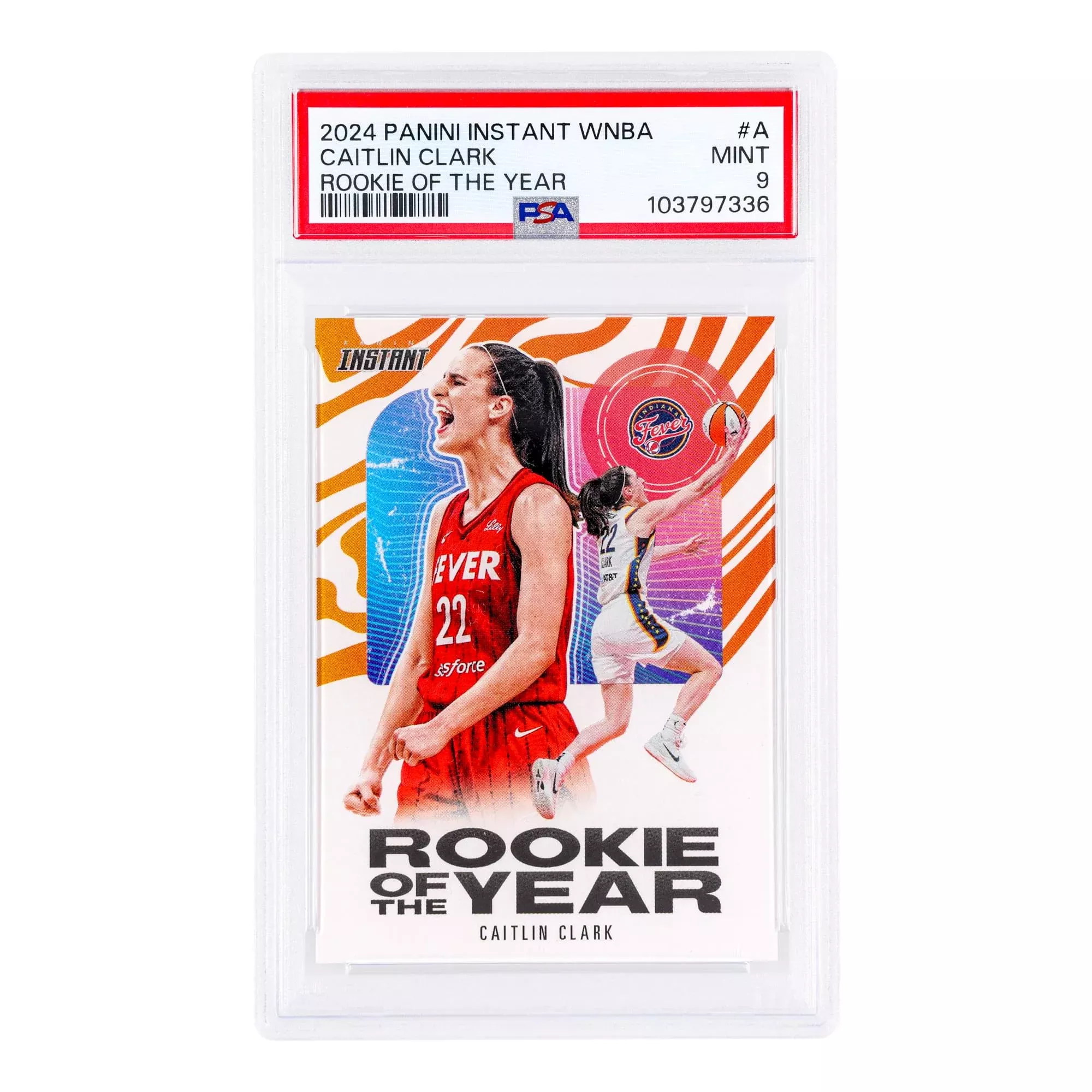 WNBA 2024 Panini Instant Caitlin Clark Rookie Of The Year Card | PSA 9